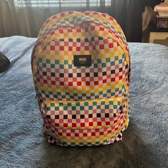 Rainbow Checkerboard Backpack Nwot 